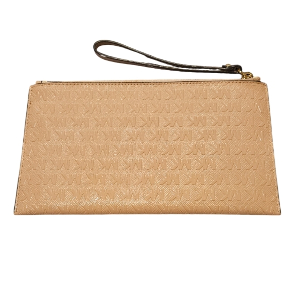 Michael Kors Nude Patent Logo Wristlet Clutch - Picture 2 of 7